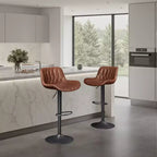 Art Leon Set of 2 Mid-century Modern Faux Leather Swivel and Height Adjustable Barstool