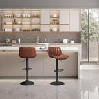 Art Leon Set of 2 Mid-century Modern Faux Leather Swivel and Height Adjustable Barstool