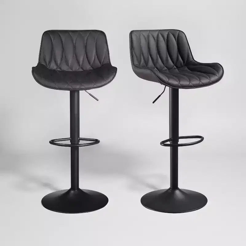 Art Leon Set of 2 Mid-century Modern Faux Leather Swivel and Height Adjustable Barstool