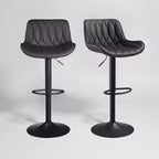 Art Leon Set of 2 Mid-century Modern Faux Leather Swivel and Height Adjustable Barstool