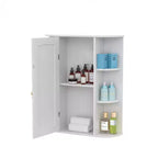 VECELO Bathroom Storage Cabinet with Mirror, Wall Mounted Medicine Cabinet with Door & 6 Open Shelves, Inner Adjustable Shelf, White