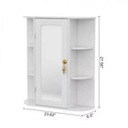 VECELO Bathroom Storage Cabinet with Mirror, Wall Mounted Medicine Cabinet with Door & 6 Open Shelves, Inner Adjustable Shelf, White