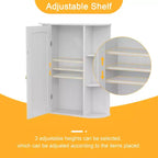 VECELO Bathroom Storage Cabinet with Mirror, Wall Mounted Medicine Cabinet with Door & 6 Open Shelves, Inner Adjustable Shelf, White