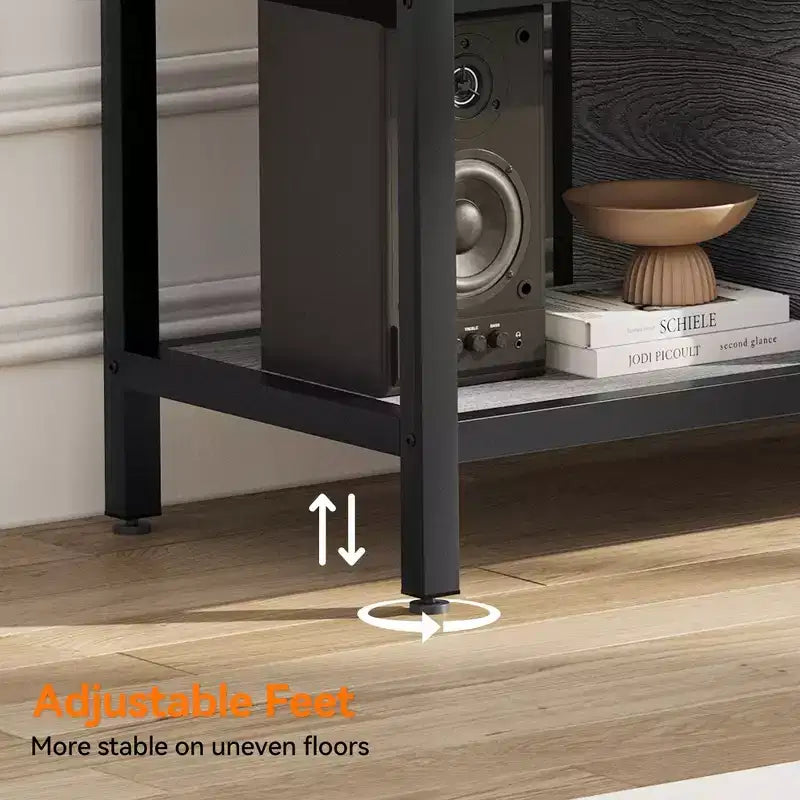 Whizmax 65 Rustic TV Stand for TVs up to 75, Entertainment Center with Storage, 2 Doors & Adjustable Legs, Open Shelves for Living Room
