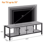 Whizmax 65 Rustic TV Stand for TVs up to 75, Entertainment Center with Storage, 2 Doors & Adjustable Legs, Open Shelves for Living Room