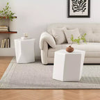 2-Piece Combination White Modern Geometric Coffee Table