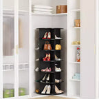 6 Tier Rotating Shoe Rack Tower, Revolving Shoe Rack Storage, Round Carousel Vertical Handbag and Shoe Organizer ,Black
