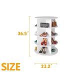 4 Tier Rotating Shoe Rack Tower, Revolving Shoe Rack Storage, Round Carousel Vertical Handbag and Shoe Organizer ,White