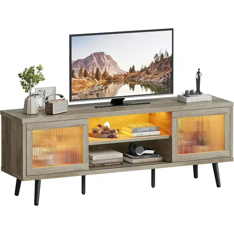 Bestier Modern 63 TV Stand with LED Lights for TVs up to 70 , Media Console with Cable Management