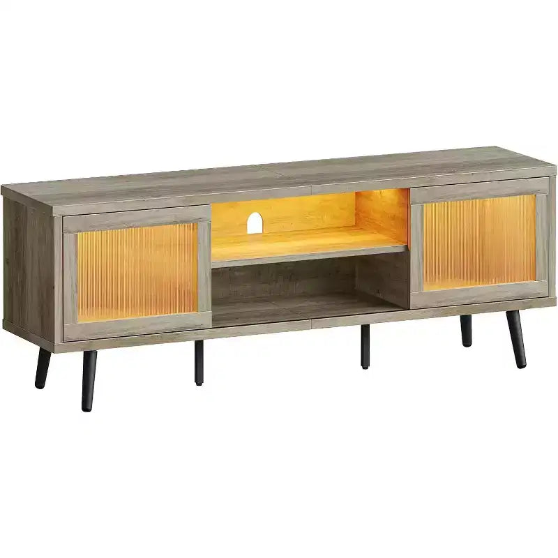 Bestier Modern 63 TV Stand with LED Lights for TVs up to 70 , Media Console with Cable Management