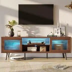 Bestier Modern 63 TV Stand with LED Lights for TVs up to 70 , Media Console with Cable Management