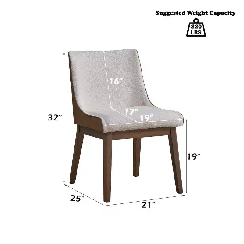 GDFStudio Linda Boucle and Velvet Upholstered Wood Dining Chair (Set of 2)