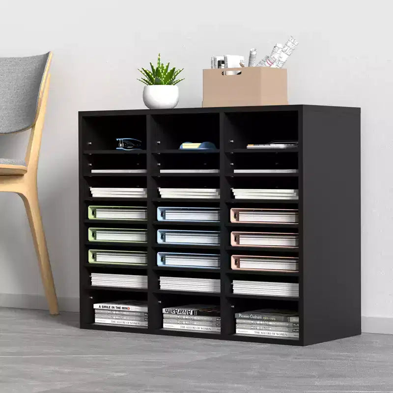 VEVOR Wood Literature Organizer, 24 Compartments, File Sorter with Removable Shelves, Mailboxes Slot for Office Home Classroom,EPA Certified