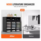 VEVOR Wood Literature Organizer, 24 Compartments, File Sorter with Removable Shelves, Mailboxes Slot for Office Home Classroom,EPA Certified