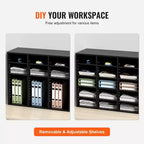 VEVOR Wood Literature Organizer, 24 Compartments, File Sorter with Removable Shelves, Mailboxes Slot for Office Home Classroom,EPA Certified