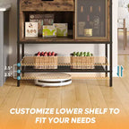Besiter 60 Kitchen Baker's Rack with LED Light 6-Tier Microwave Stand with Storage Drawer Cabinet & 8 Hooks