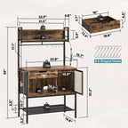 Besiter 60 Kitchen Baker's Rack with LED Light 6-Tier Microwave Stand with Storage Drawer Cabinet & 8 Hooks