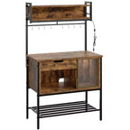 Besiter 60 Kitchen Baker's Rack with LED Light 6-Tier Microwave Stand with Storage Drawer Cabinet & 8 Hooks