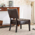 Okak Modern Accent Chair with Comfy Tufted Upholstery Deep Cushions Blended Leather Armchair with Oversized Seating Solid Wood Legs