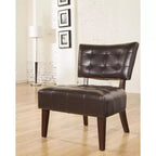 Okak Modern Accent Chair with Comfy Tufted Upholstery Deep Cushions Blended Leather Armchair with Oversized Seating Solid Wood Legs