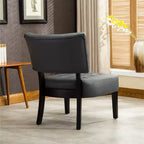 Okak Modern Accent Chair with Comfy Tufted Upholstery Deep Cushions Blended Leather Armchair with Oversized Seating Solid Wood Legs