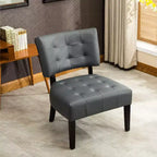 Okak Modern Accent Chair with Comfy Tufted Upholstery Deep Cushions Blended Leather Armchair with Oversized Seating Solid Wood Legs