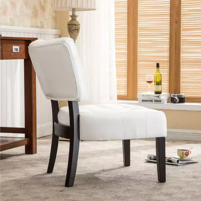 Okak Modern Accent Chair with Comfy Tufted Upholstery Deep Cushions Blended Leather Armchair with Oversized Seating Solid Wood Legs