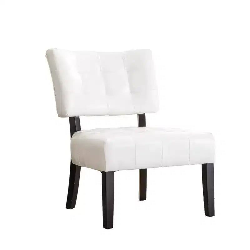 Okak Modern Accent Chair with Comfy Tufted Upholstery Deep Cushions Blended Leather Armchair with Oversized Seating Solid Wood Legs