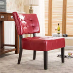 Okak Modern Accent Chair with Comfy Tufted Upholstery Deep Cushions Blended Leather Armchair with Oversized Seating Solid Wood Legs