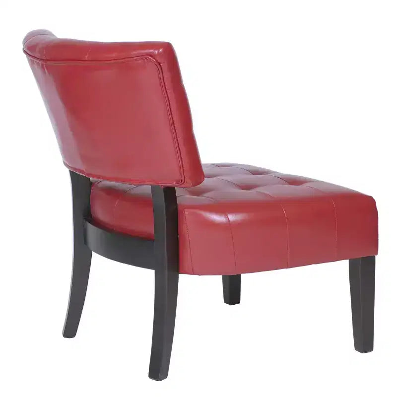 Okak Modern Accent Chair with Comfy Tufted Upholstery Deep Cushions Blended Leather Armchair with Oversized Seating Solid Wood Legs