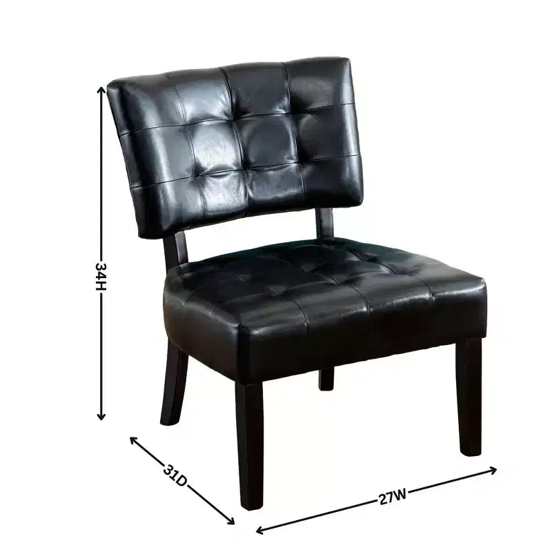 Okak Modern Accent Chair with Comfy Tufted Upholstery Deep Cushions Blended Leather Armchair with Oversized Seating Solid Wood Legs