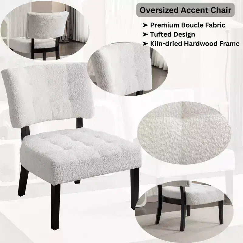 Okak Modern Accent Chair with Comfy Tufted Upholstery Deep Cushions Blended Leather Armchair with Oversized Seating Solid Wood Legs