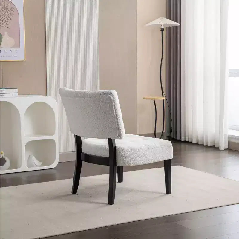 Okak Modern Accent Chair with Comfy Tufted Upholstery Deep Cushions Blended Leather Armchair with Oversized Seating Solid Wood Legs