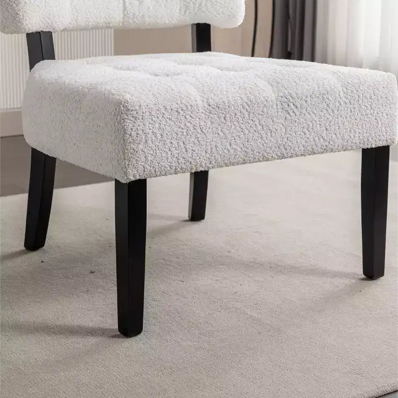 Okak Modern Accent Chair with Comfy Tufted Upholstery Deep Cushions Blended Leather Armchair with Oversized Seating Solid Wood Legs
