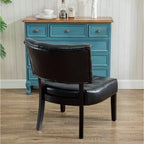 Okak Modern Accent Chair with Comfy Tufted Upholstery Deep Cushions Blended Leather Armchair with Oversized Seating Solid Wood Legs