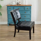 Okak Modern Accent Chair with Comfy Tufted Upholstery Deep Cushions Blended Leather Armchair with Oversized Seating Solid Wood Legs