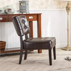 Okak Modern Accent Chair with Comfy Tufted Upholstery Deep Cushions Blended Leather Armchair with Oversized Seating Solid Wood Legs