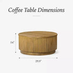 Maven Lane Dallas Tavolino da Caffè Rotondo Moderno in Legno 30