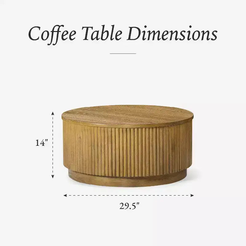Maven Lane Dallas Tavolino da Caffè Rotondo Moderno in Legno 30
