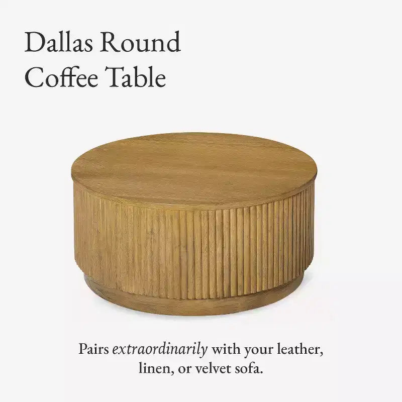 Maven Lane Dallas Tavolino da Caffè Rotondo Moderno in Legno 30