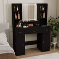 Okak Vanity Table with Lights, with Drawers and Storage Cabinet, Dressing Table with Dressing Pad for Bedroom Living Room