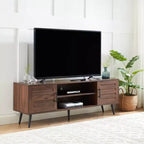 Chic Crate - Bryner Dark Walnut Mid-Century TV Stand for TVs Up to 65 with Storage & Cable Management