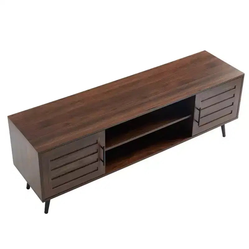 Chic Crate - Bryner Dark Walnut Mid-Century TV Stand for TVs Up to 65 with Storage & Cable Management