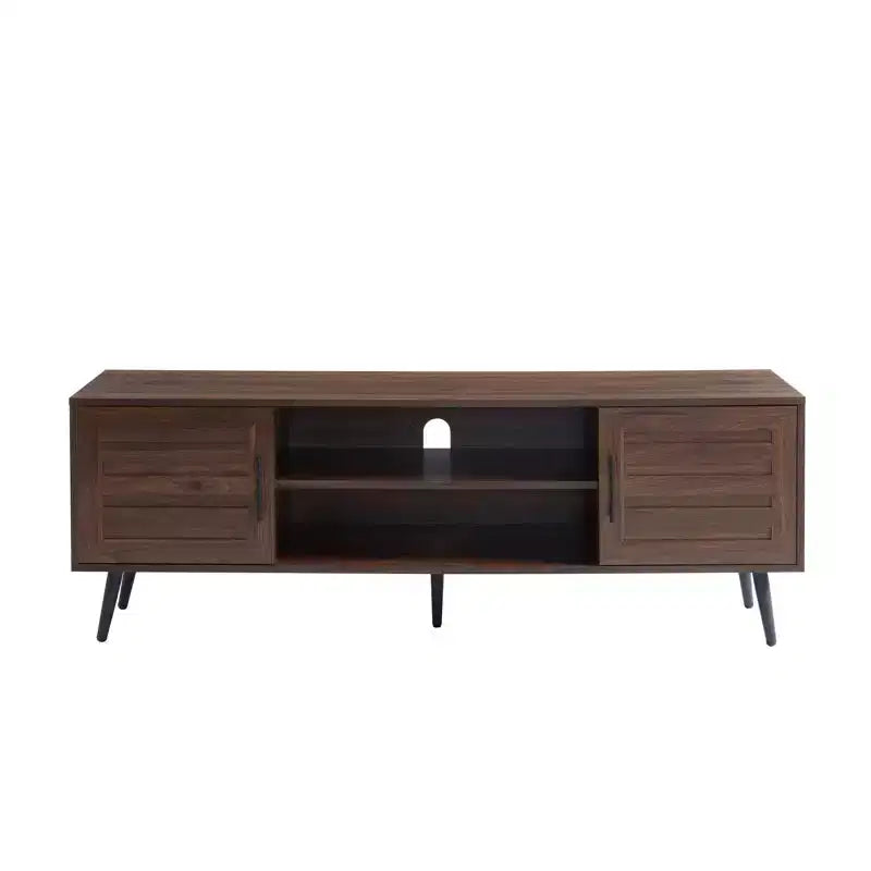 Chic Crate - Bryner Dark Walnut Mid-Century TV Stand for TVs Up to 65 with Storage & Cable Management