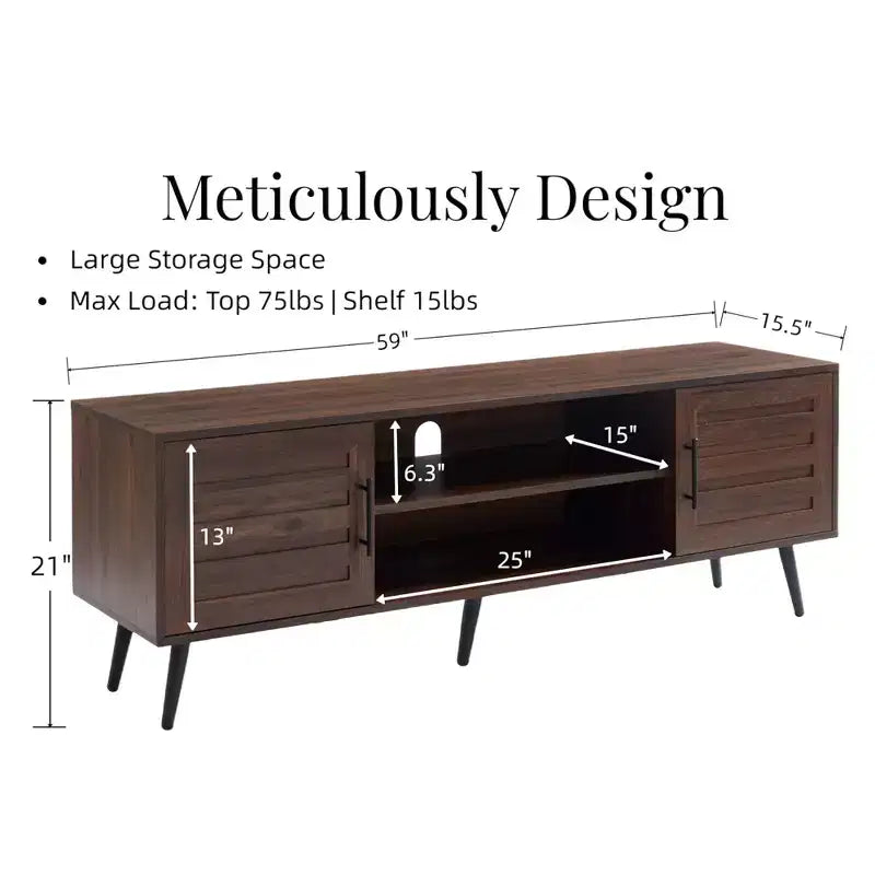 Chic Crate - Bryner Dark Walnut Mid-Century TV Stand for TVs Up to 65 with Storage & Cable Management