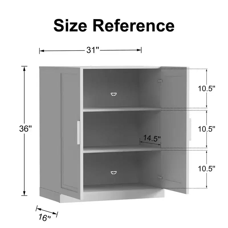 36 Black Practical 2-Door Decorative Storage Cabinet, Suitable for Living Room and Bedroom