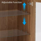Wood Accent Cabinet, Storage Organizer with Adjustable Shelves and Glass Doors for Kitchen Bedroom Entryway Living Room Dinning Room