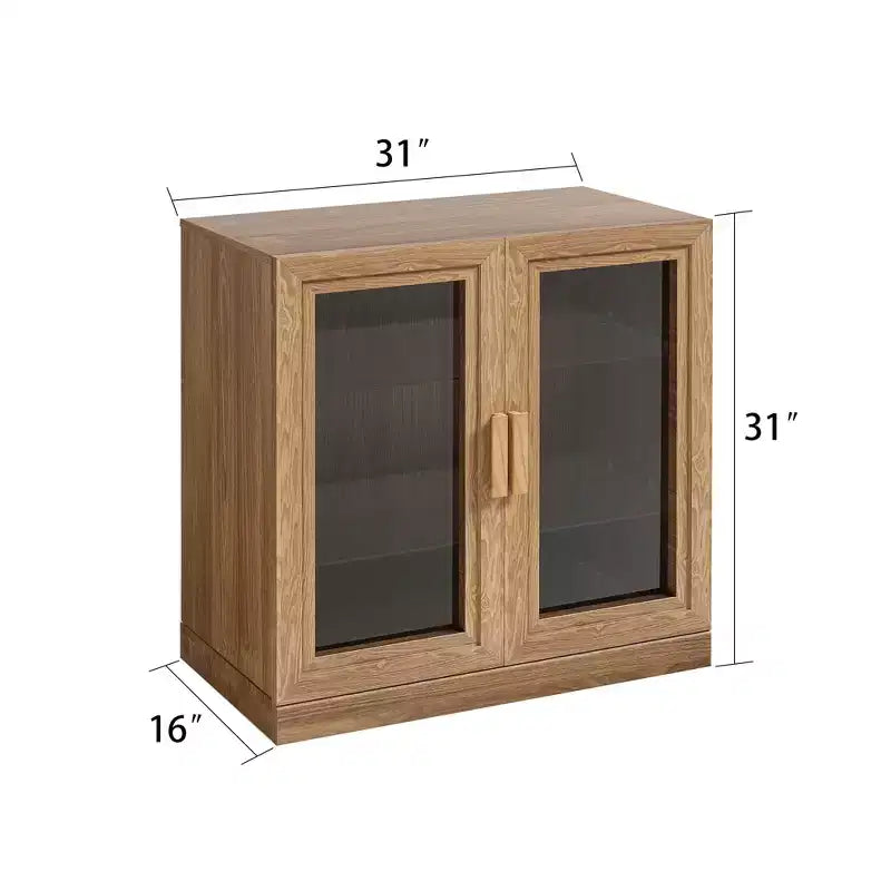 Wood Accent Cabinet, Storage Organizer with Adjustable Shelves and Glass Doors for Kitchen Bedroom Entryway Living Room Dinning Room
