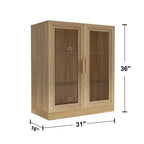 Mobile accentato in legno 36x31x16, organizer portaoggetti con ripiani regolabili e ante in vetro per cucina, camera da letto, ingresso, soggiorno/sala da pranzo