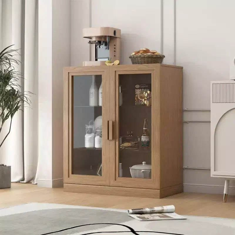 Mobile accentato in legno 36x31x16, organizer portaoggetti con ripiani regolabili e ante in vetro per cucina, camera da letto, ingresso, soggiorno/sala da pranzo